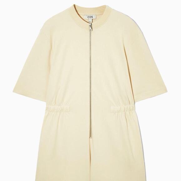 NWT Cos Zip Up Play Suit Romper Shorts Size S Beige - Picture 1 of 15